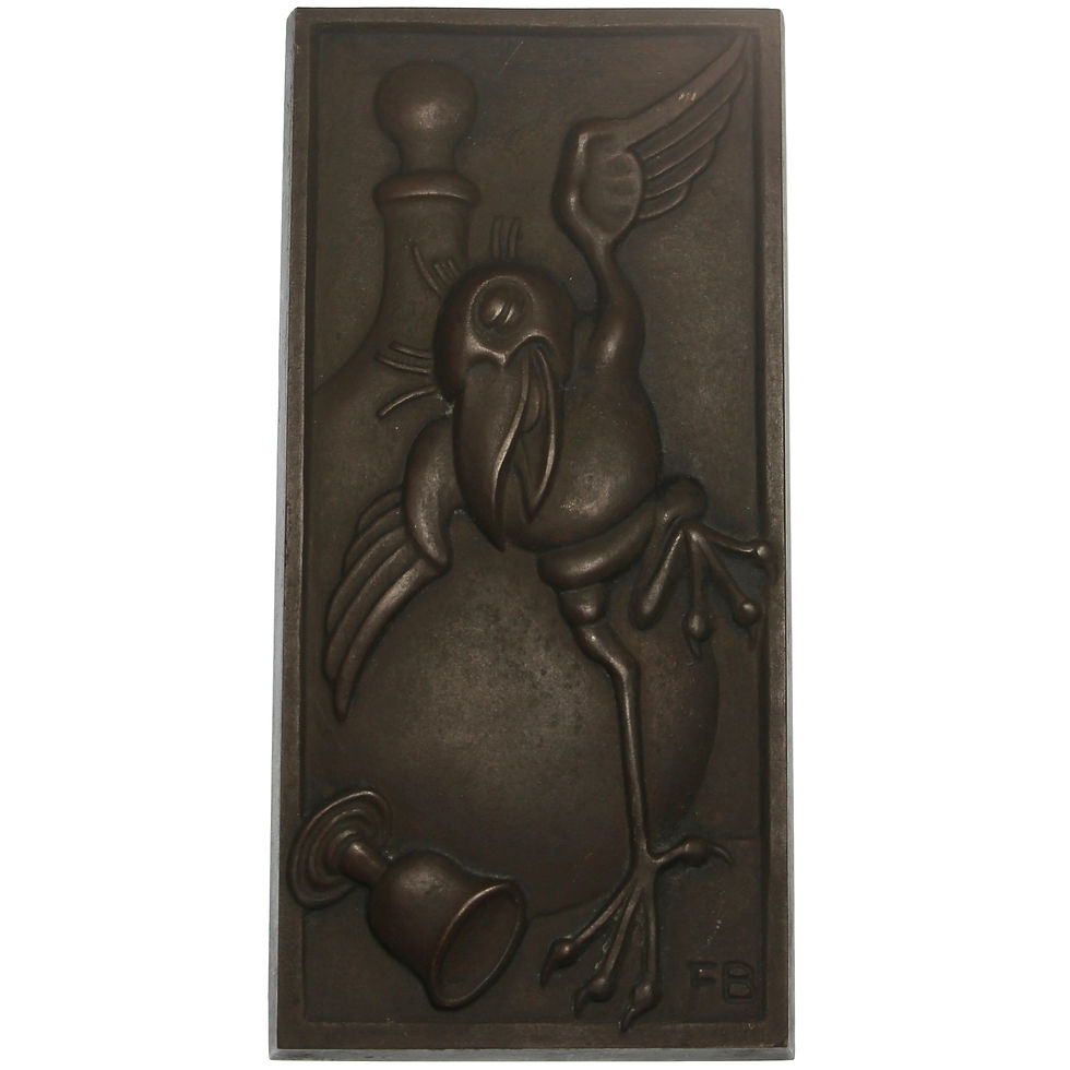 100766  |  GERMANY. Hans Huckebein der Unglücksrabe uniface cast bronze Plaque.