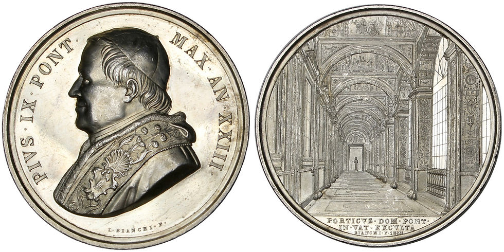 Thumbnail: 102126  |  ITALY. Pope Pius IX/Renovation of the Galleria Piana silver Medal.