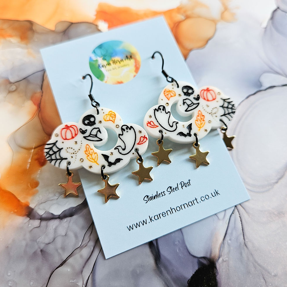 Thumbnail: Handmade Autumn Clouds Resin Earrings