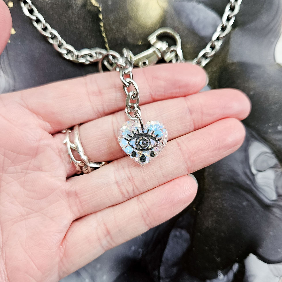 Thumbnail: Handmade chunky stainless steel chain and resin neklace