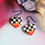 Thumbnail: Handmade Checkered Flames Hand Painted Hearts Resin Earrings