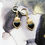 Thumbnail: Handmade Golden Sacred Hearts Resin Huggie Hoops, Red Or Black