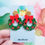 Thumbnail: Handmade green glitter and red Christmas wreath earrings