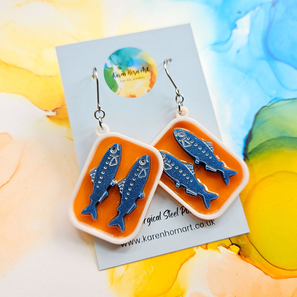 Thumbnail: Handmade Sardines In Tin Resin Earrings