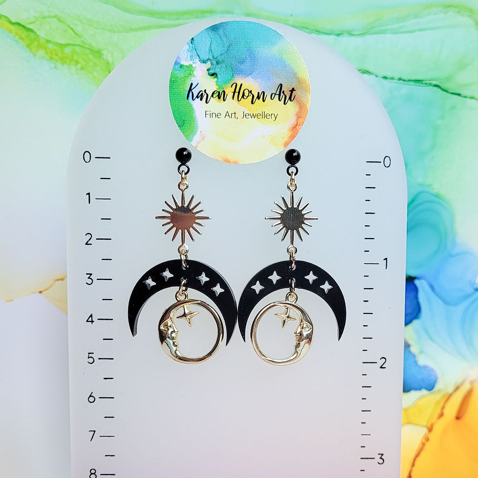 Thumbnail: Handmade resin and stainless steel starry night earrings