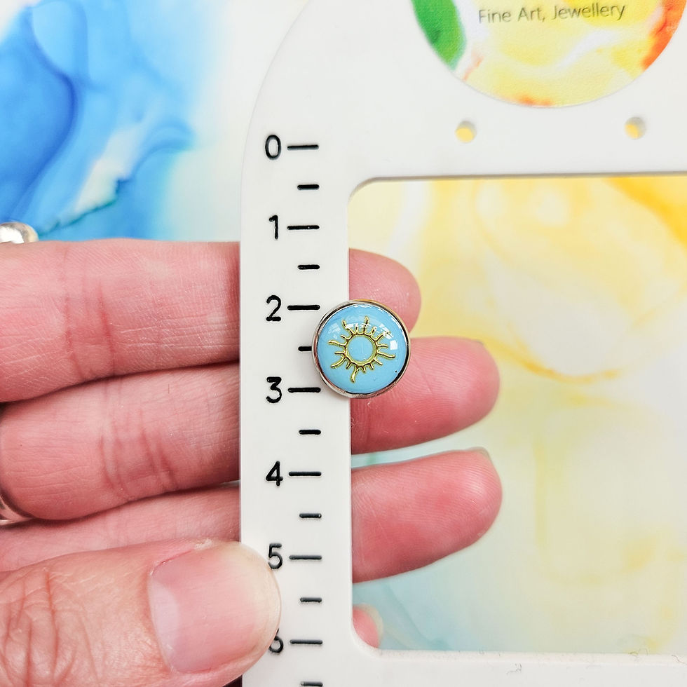 Thumbnail: Handmade sun and cloud resin and stainless steel stud earrings