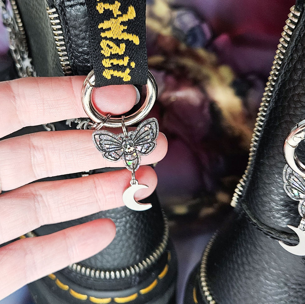 Thumbnail: Handmade Resin Moth And Moon Boot Charms Option Chains