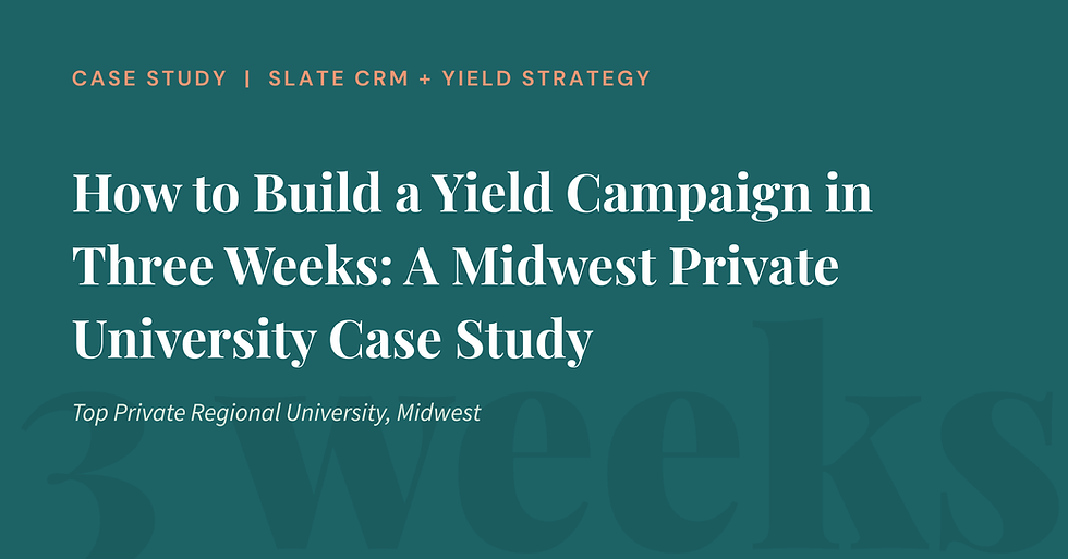 How to Build a Yield Campaign in 3 Weeks