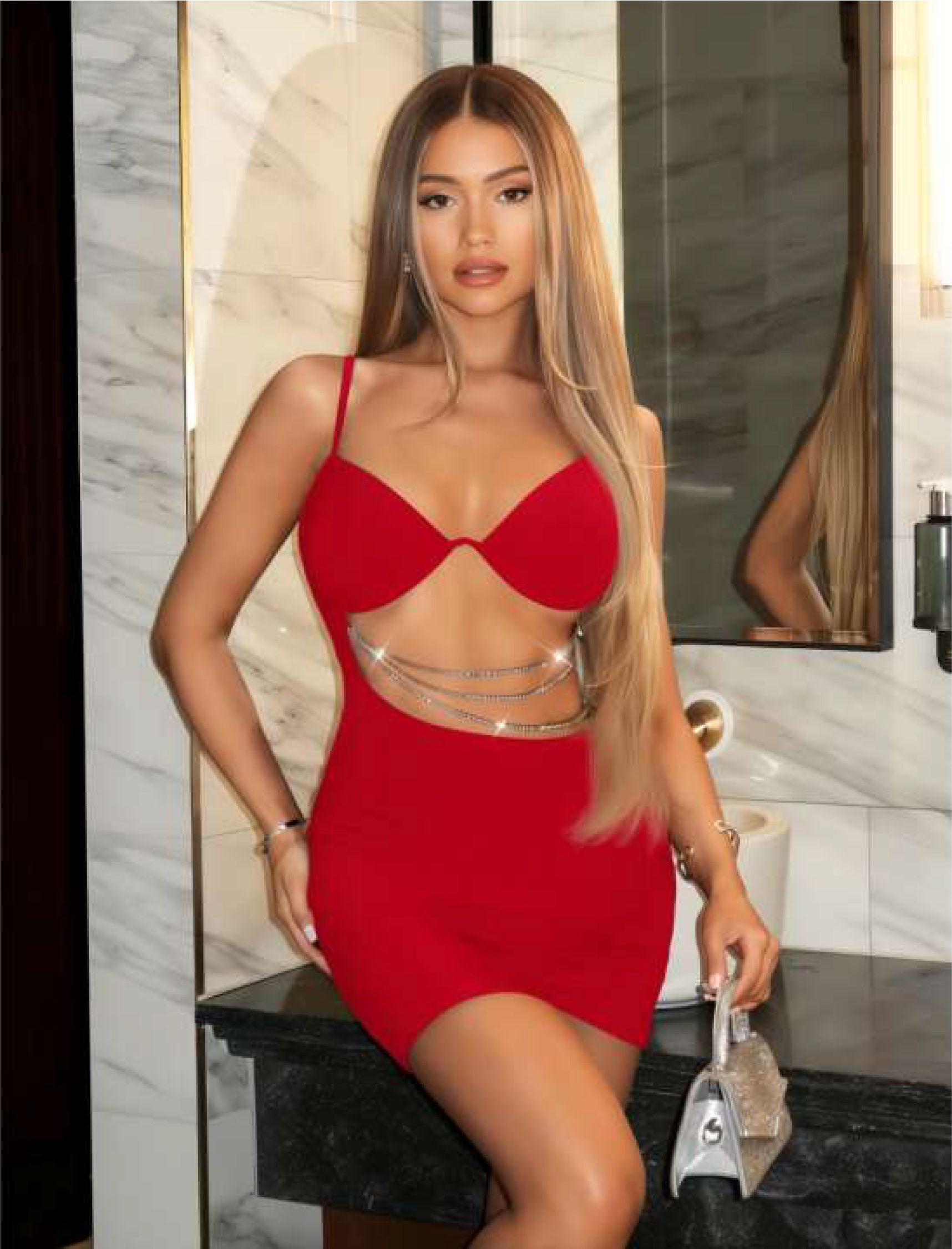 VOUX Kırmızı Gece Kıyafeti