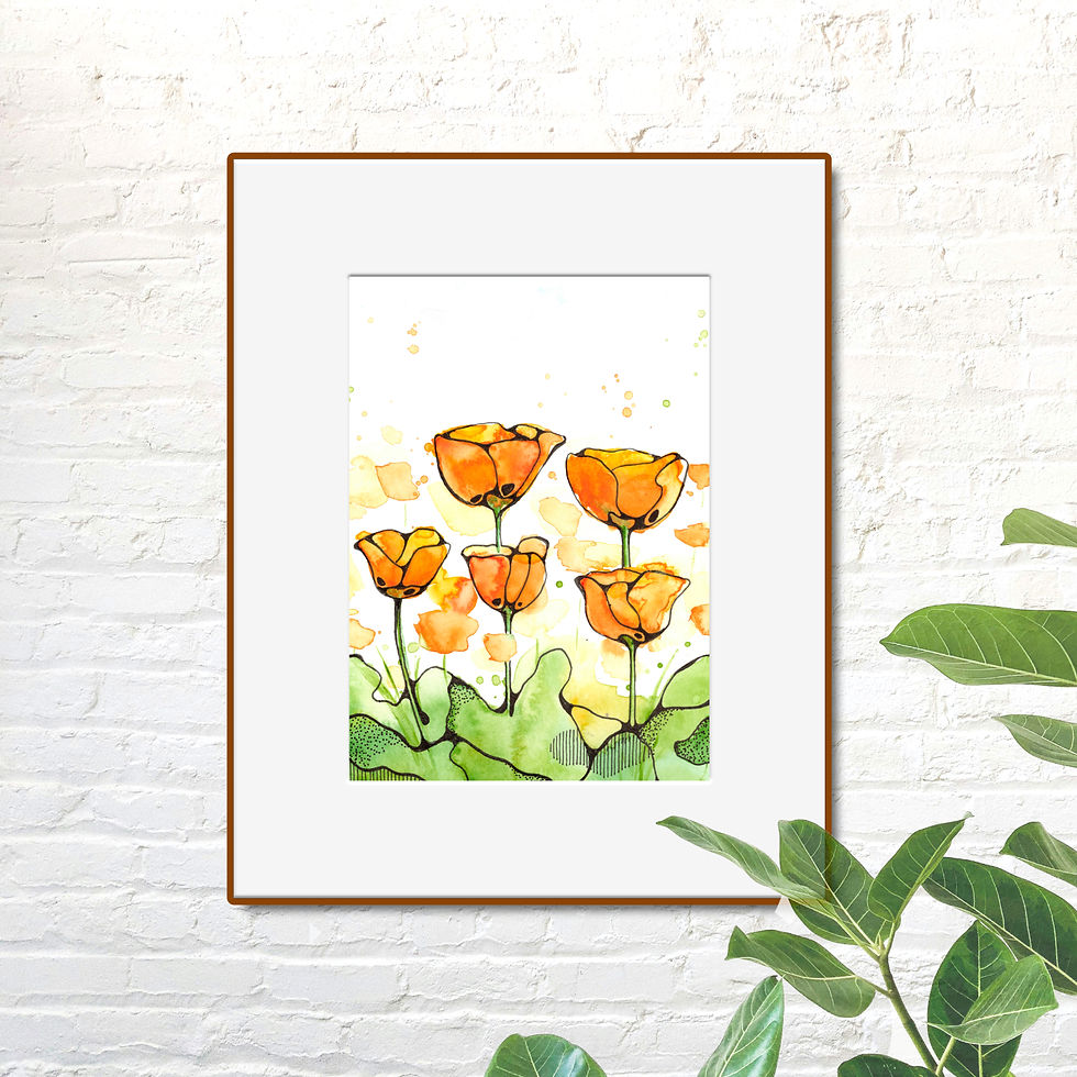 Thumbnail: California Poppies Watercolor Art