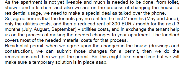 Clause 7 of the Lappeenranta rental agreement