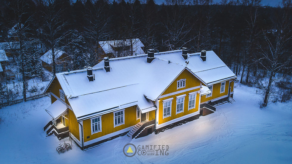 Kanavansuu School Renovation – Gamified Cohousing Lappeenranta: Drone view