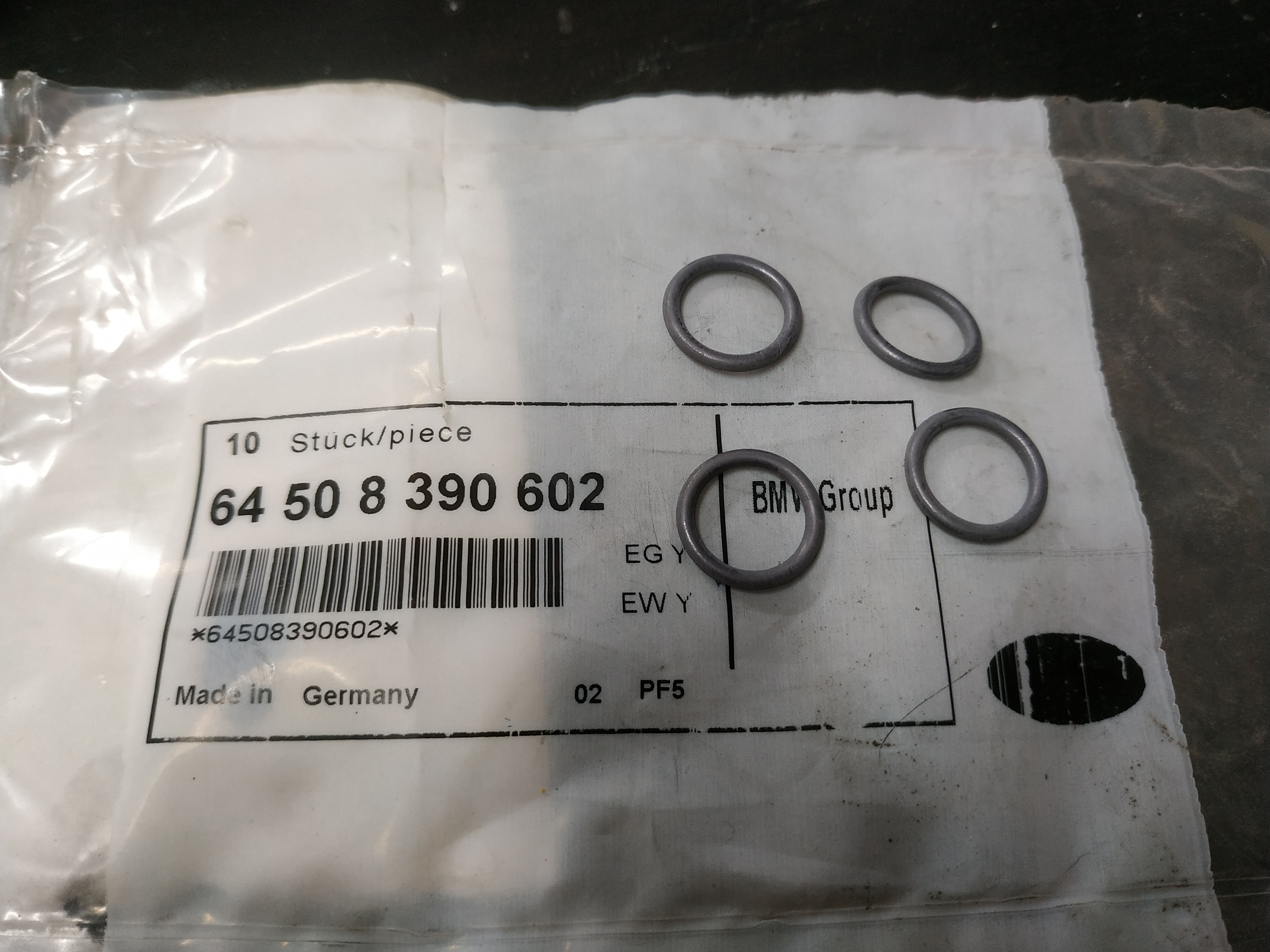 BMW E21-E23-E24-E30-E34 A/C gasket rings(4) D=11.1mm !NEW! GENUINE 64508390602