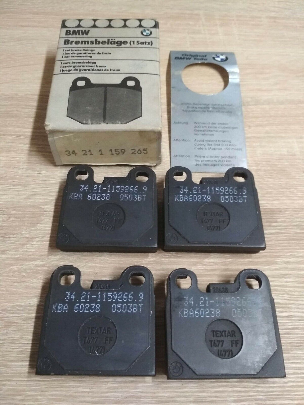 BMW E12-E3-E9-E24 brake pads rear set !!NEW!! GENUINE 34211159265
