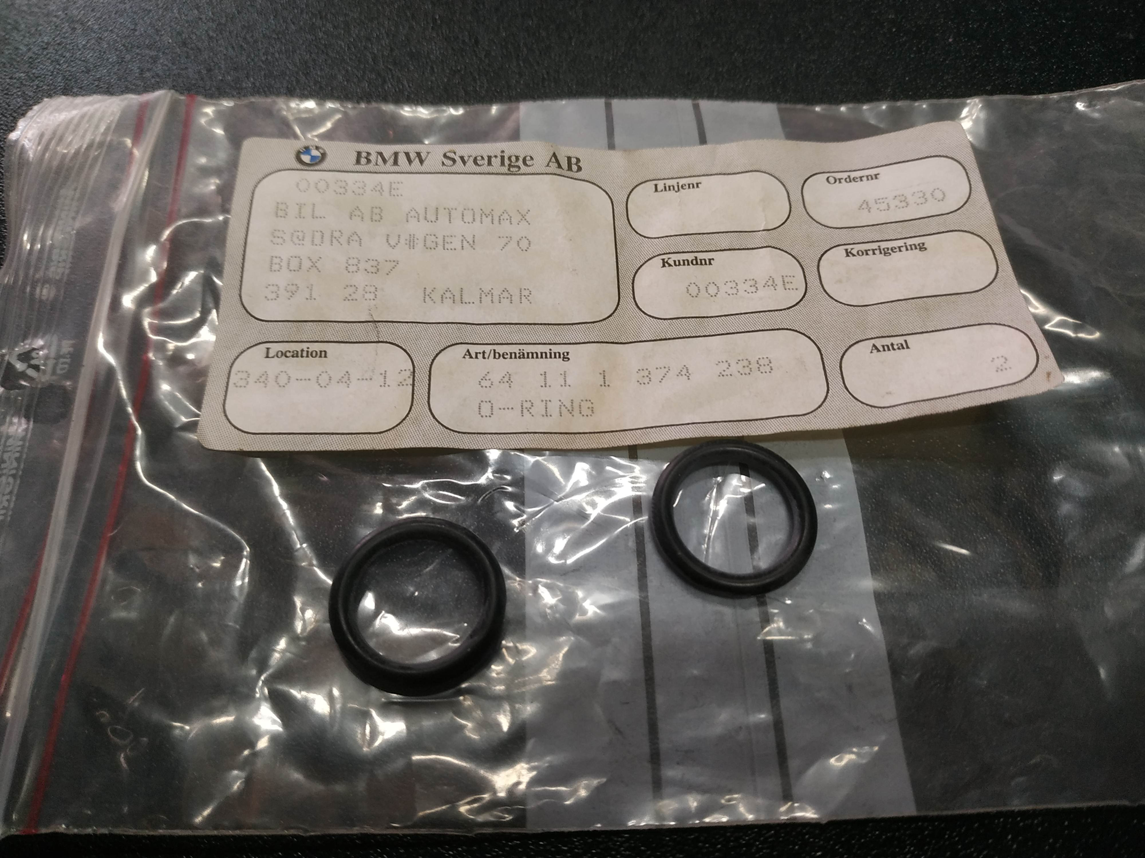 BMW E36-E34-E32-E31 heater gasket rings(2) D=13,98mm !NEW! GENUINE 64111374238