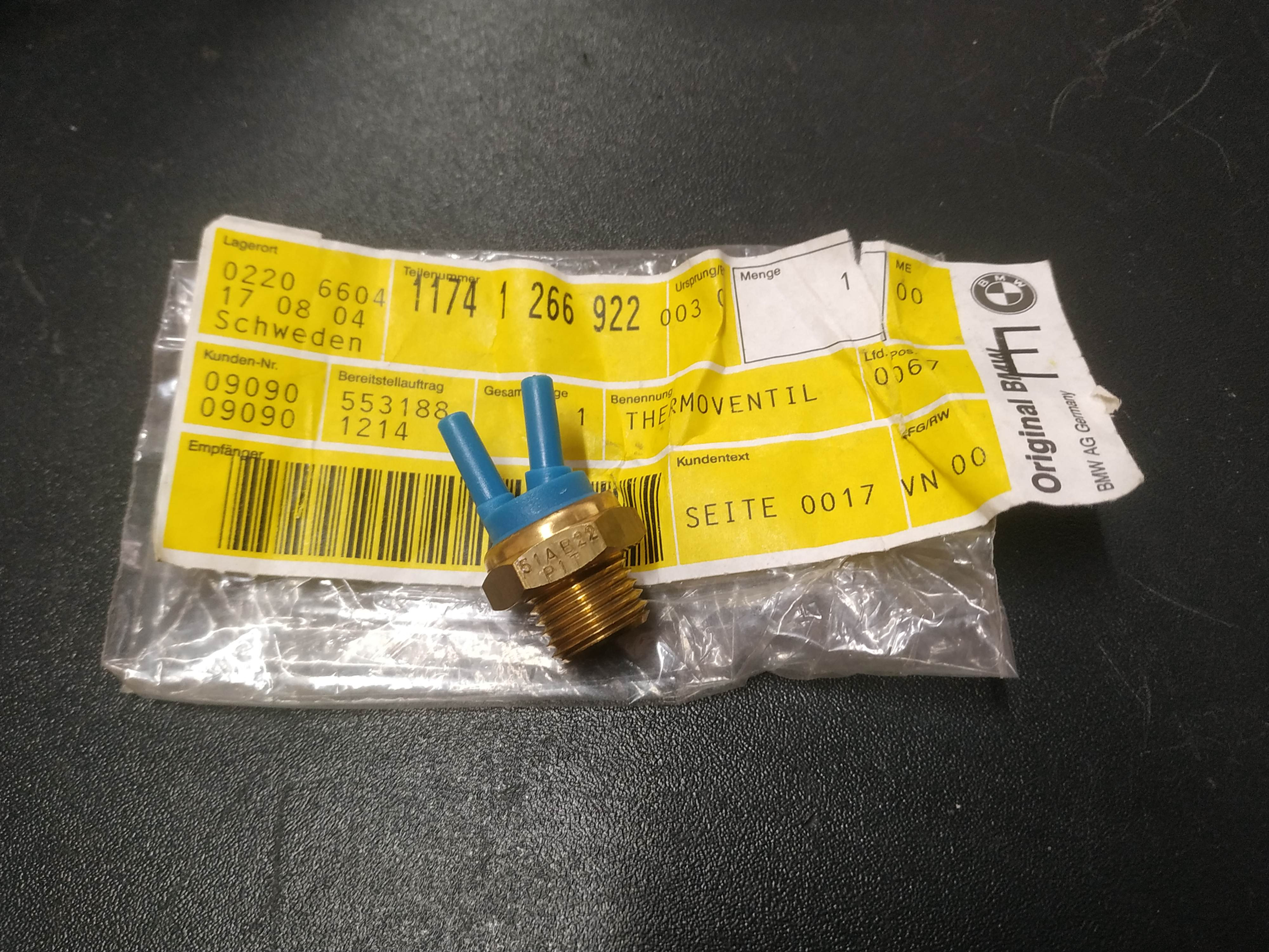 BMW E12-E21 thermovalve 80CEL !NEW! GENUINE 11741266922