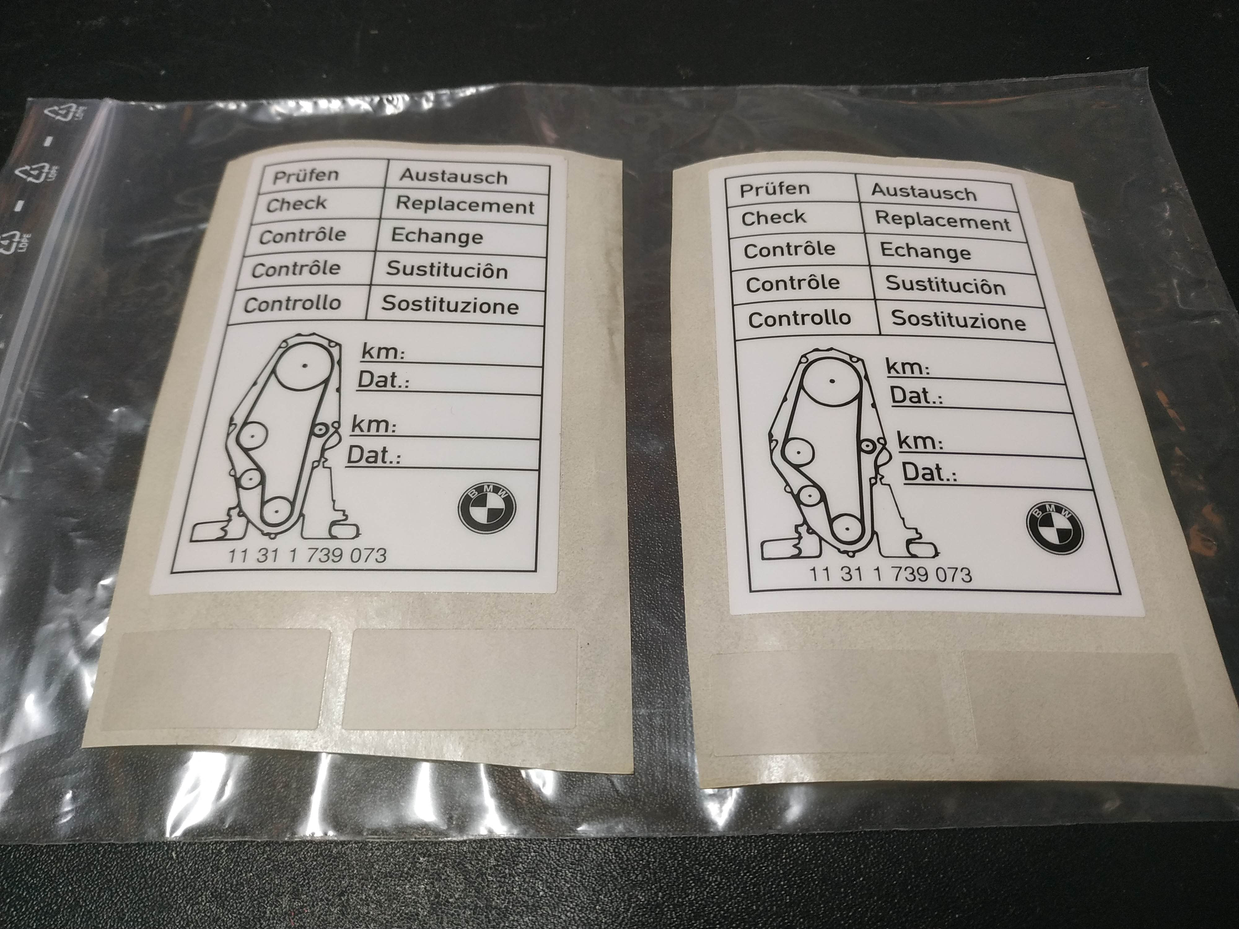 BMW E21-E30-E12-E28-E34 labels(2) Tooth Belt Change !NEW! !GENUINE! 11311739073