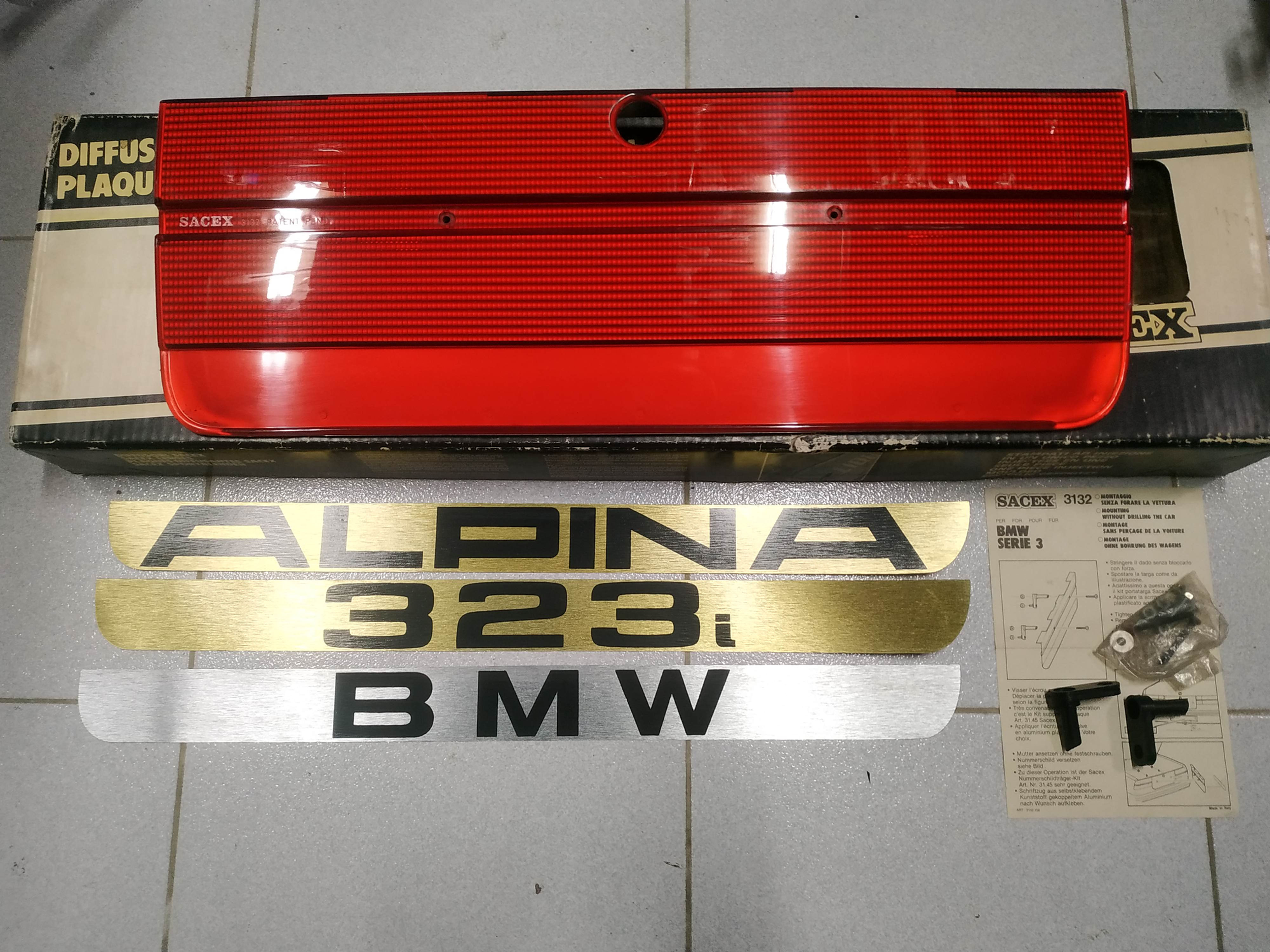 BMW E30 heckblende decoration license plate SACEX early models NEW NLA RARE