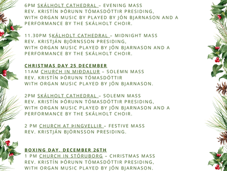 Services in Skálholt parish during Advent, Christmas and New Year 2024
