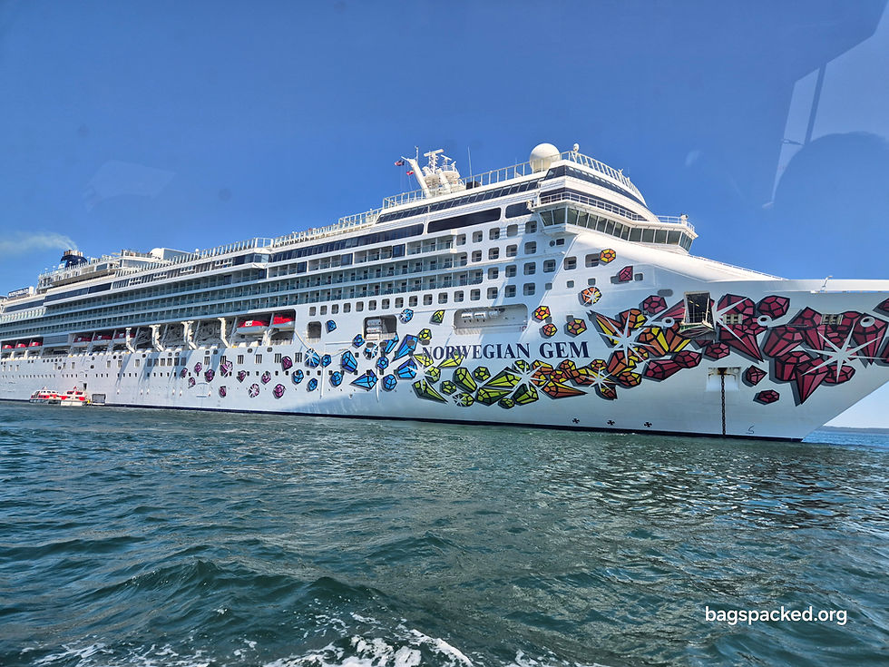 NCL Gem ship from the tender boat