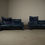 Thumbnail: Two Cassina Maralunga two-seat sofas in blue leather by Vico Magistretti, Italy