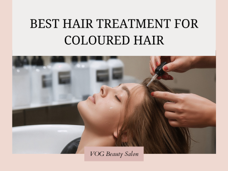 Professional hair treatment for coloured hair at a salon in Majan, Dubai