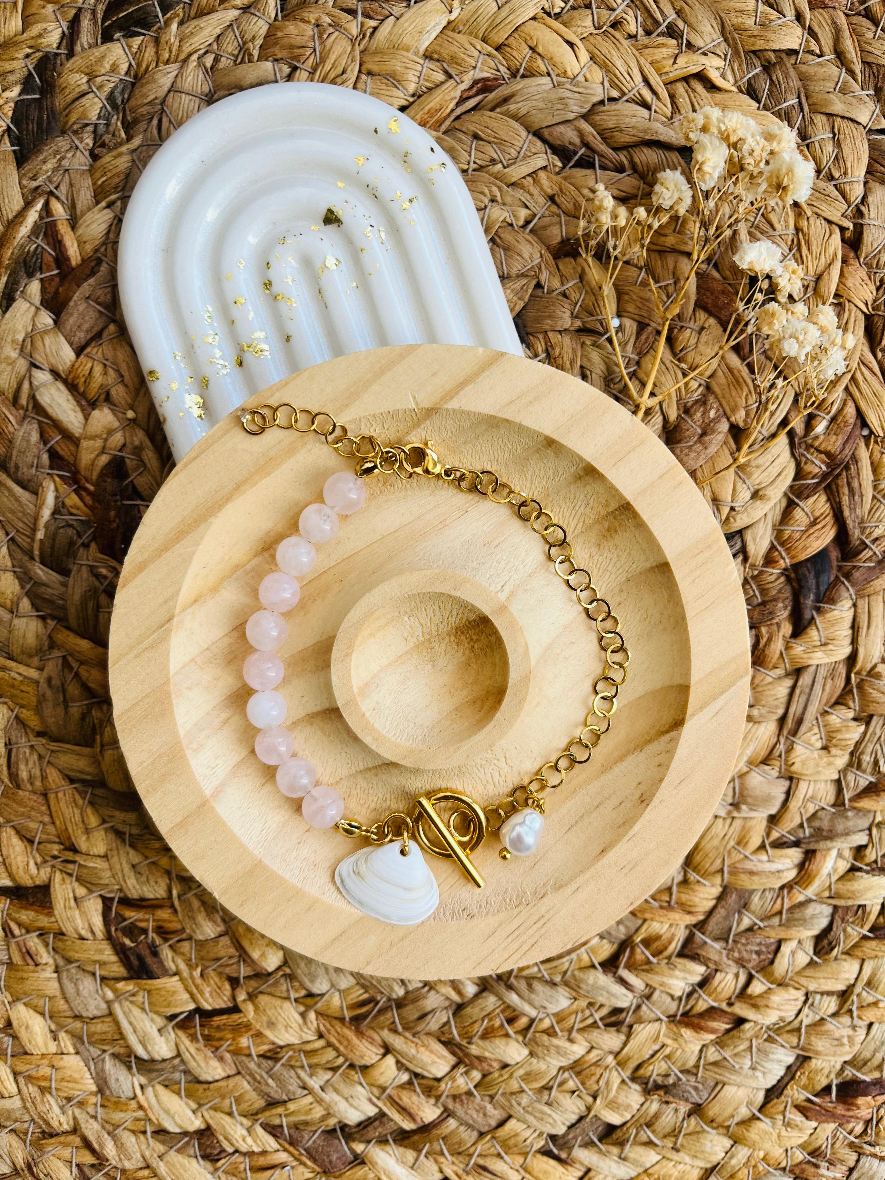 đž Bracelet Douceur RosĂ©e â Quartz Rose Collection Pierre Naturelle