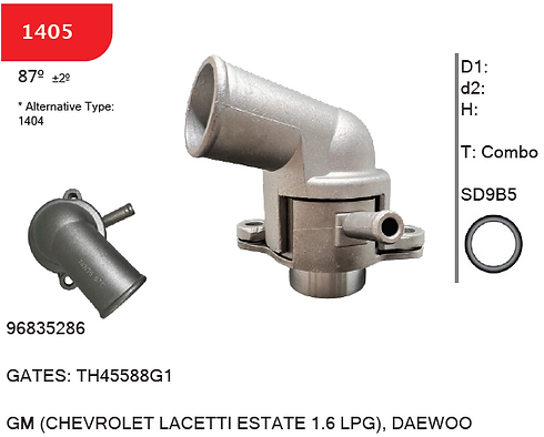 SMART 1405 - Themostat Assambly - OE 96835286 - GM (CHEVROLET LACETTI ESTATE 1.6 LPG), DAEWOO