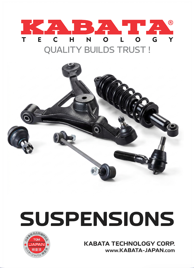 KABATA Japan premium suspension parts including control arms, ball joints, stabilizer links, tie rod ends and rack ends with precision quality and up to 3-year warranty in selected markets.