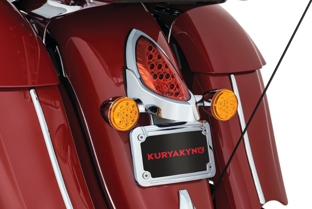 L.E.D. Curved License Plate Frame with Mount for Indian