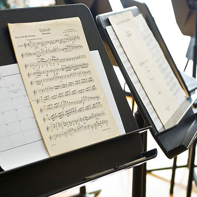 Sheet music on music stand