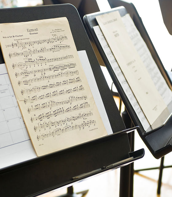 Sheet music on music stand
