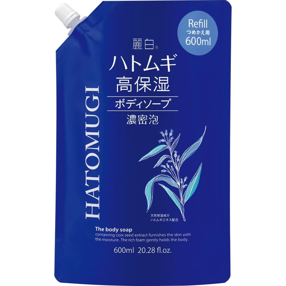 Kumano Yushi Reihaku Hatomugi Highly Moisturizing Body Soap Refill 600ml