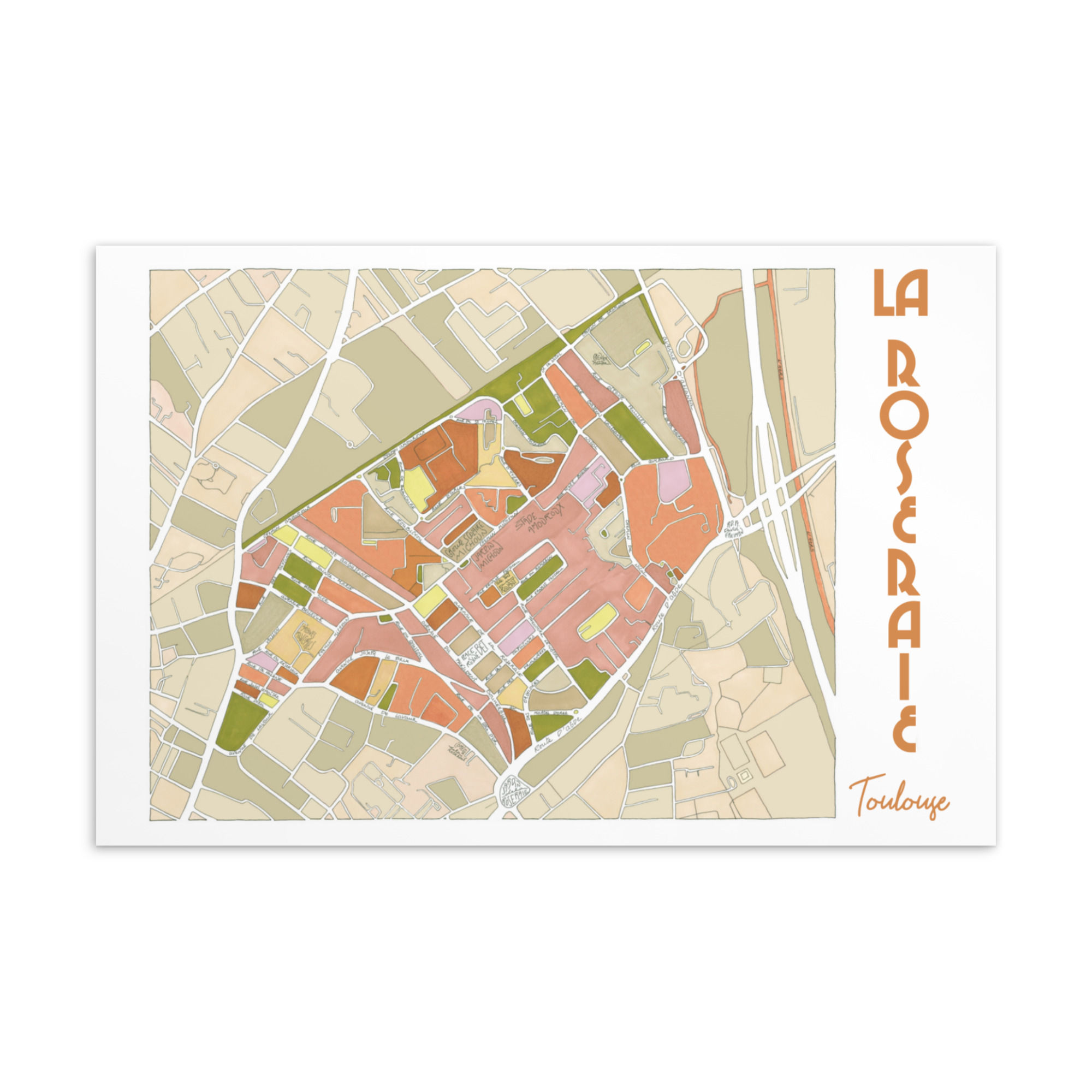 Carte postale quartier Roseraie Toulouse EmYLo