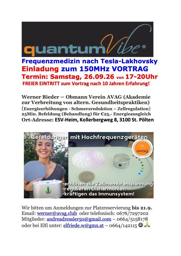 Vortrag  Frequenzmedizin Samstag 26.9.2026