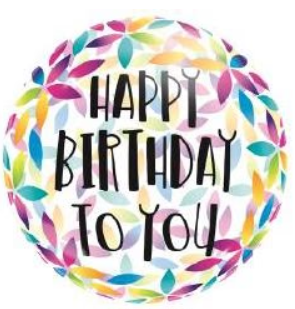 Bright 17-inch clear foil birthday balloon with colorful flower illustrations, a vibrant addition to any birthday bouquet