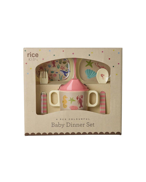 מארז כלי מלמין לתינוק - אוקיאנוס ורוד RICE DK