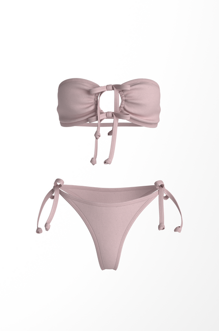Bikini top and bottom in polyester elastane with tie strap details