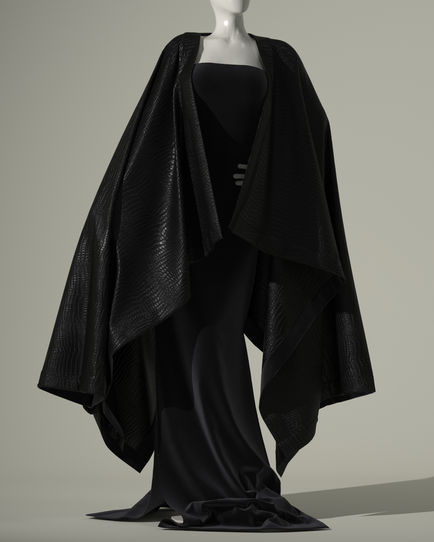 Kimono sleeve jacket in textured croc leather