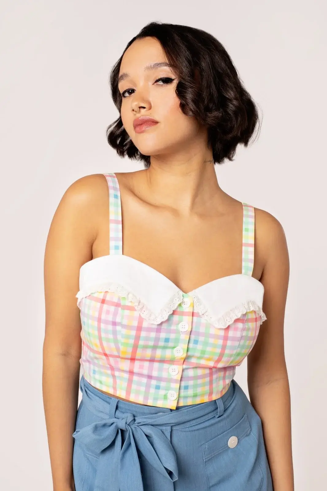 Pastel Plaid Top