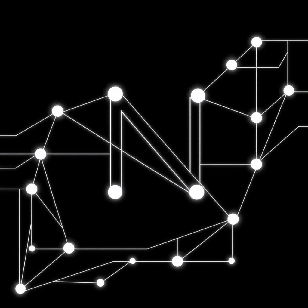 A geometric N formed from thin lines or circuit-like paths — representing workflows and au