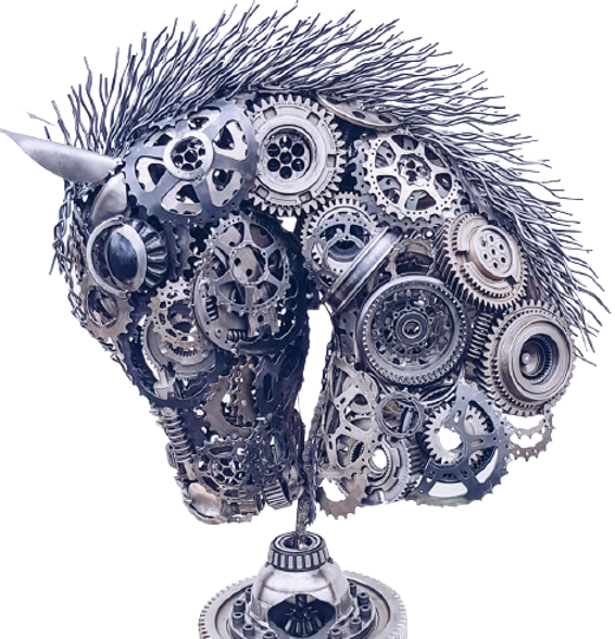 welded horse head ornament