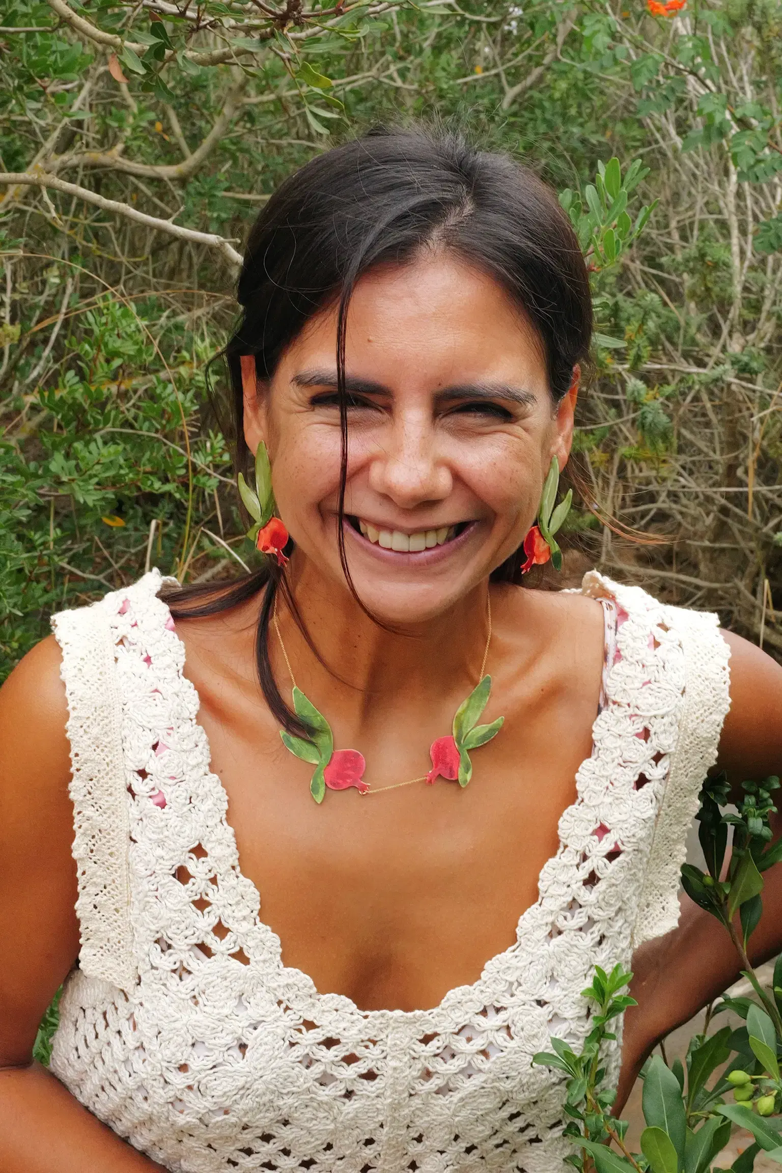 Pendientes granadas y hoja | María Rosúa