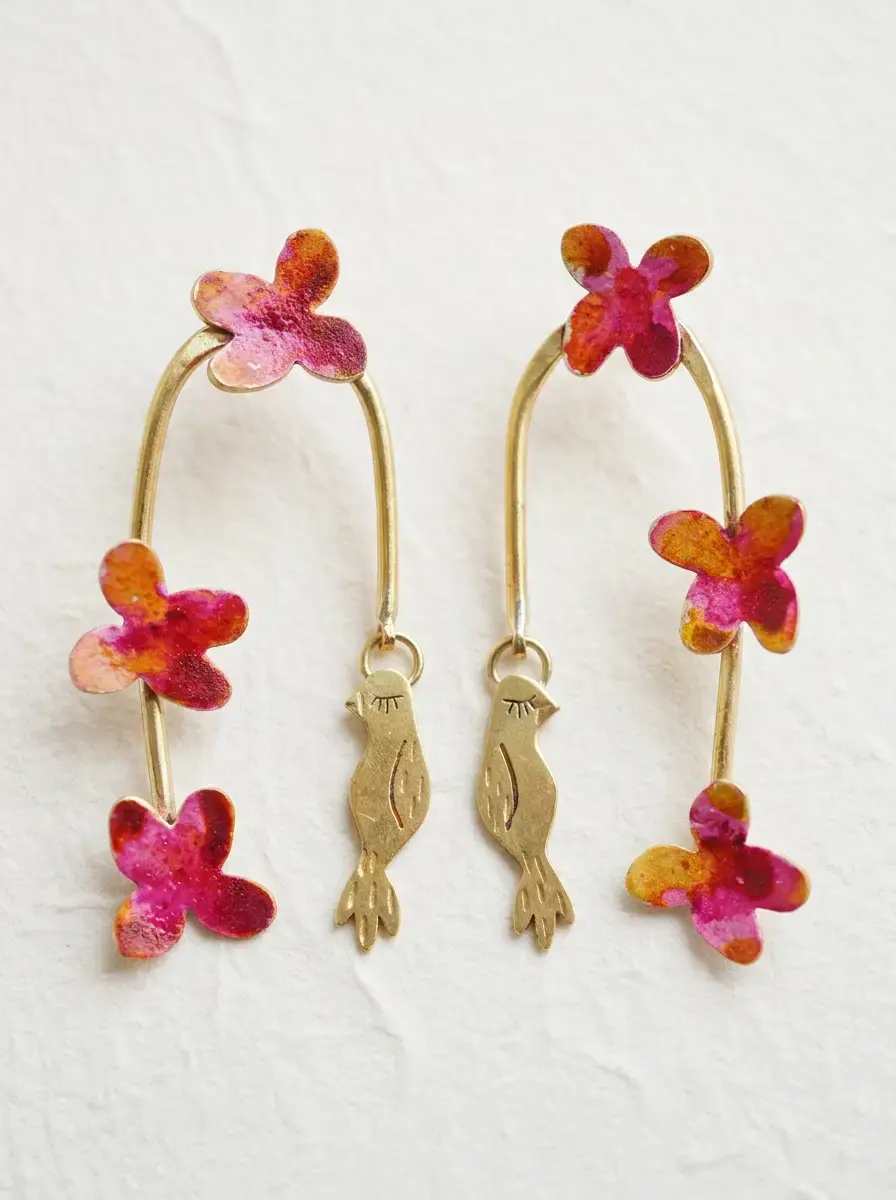Pendientes hortensias y pajaritos | María Rosúa