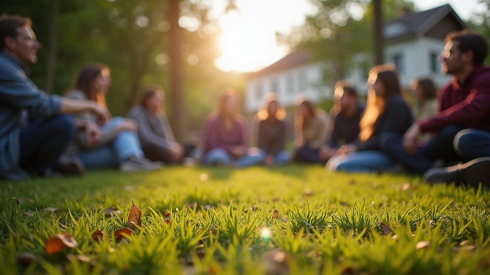 Eye-level view of a community gathering in a park
