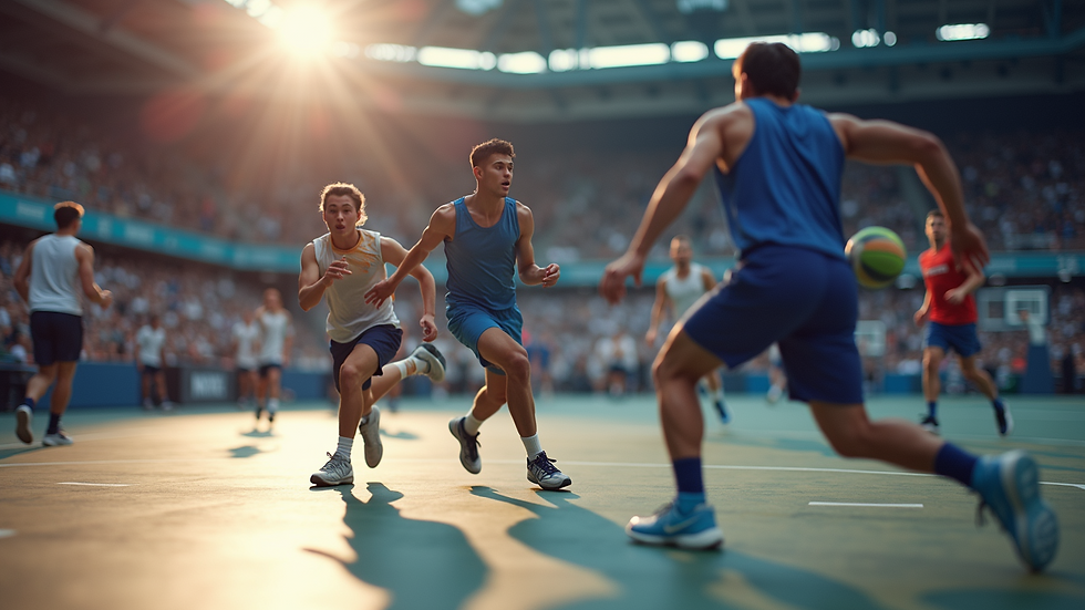 High angle view of a mixed-ability sports event