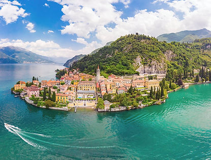aerial view of Bellagio at Lake Como in Italy