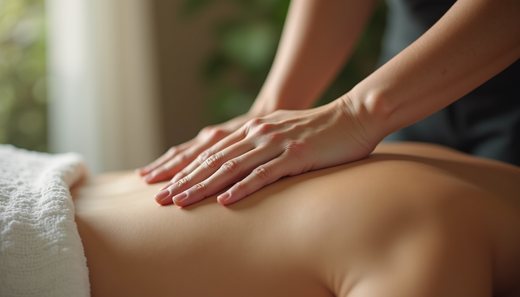 Focus on on the hands during a massage