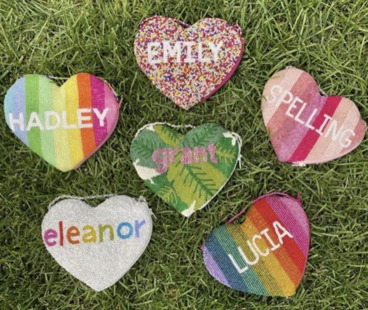 Custom Monogram Name Heart Beaded Key Coin Purse