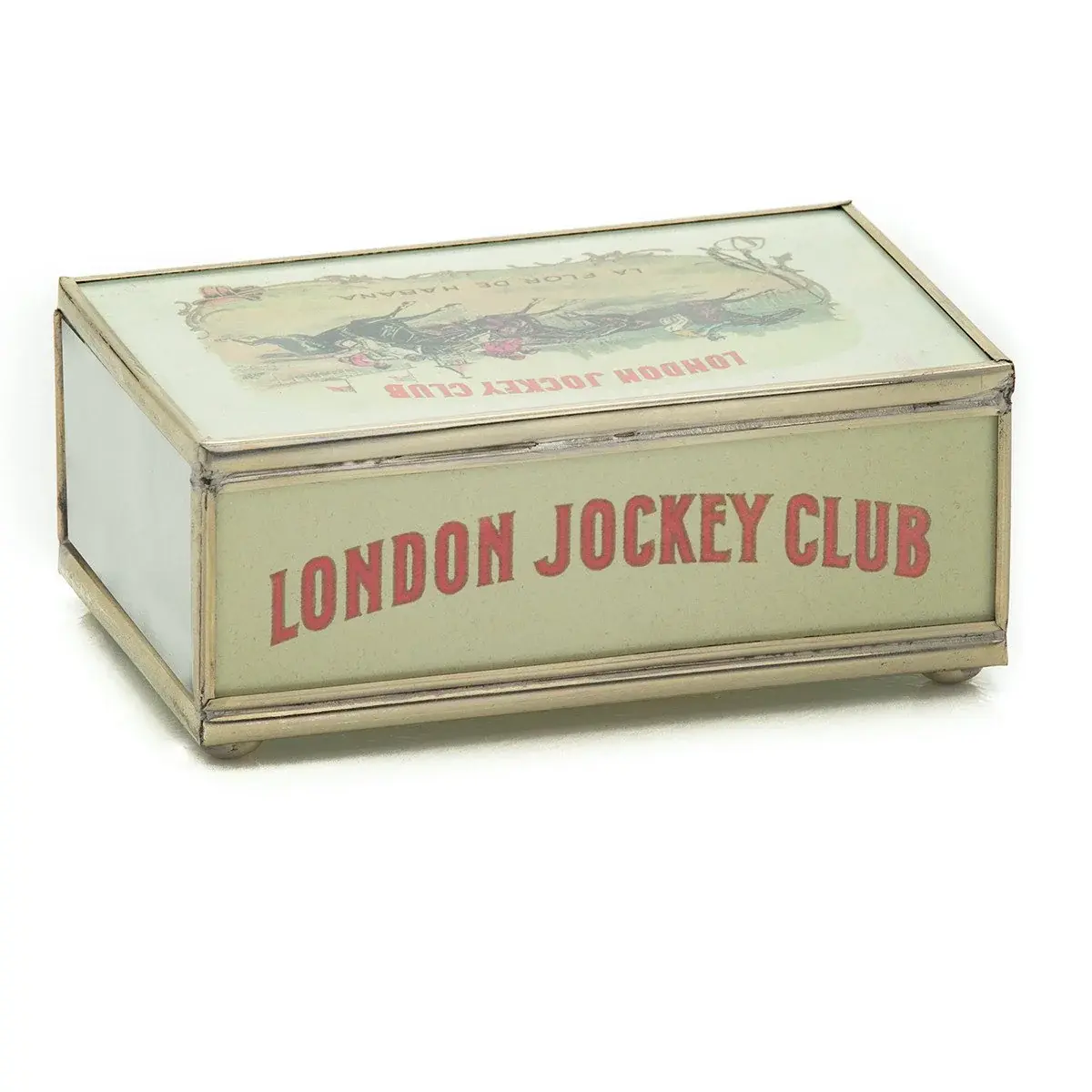 JM Piers London Jockey Club Metal and Glass Decorative Matchbox Cover